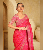 Berry Bewitch Saree With Florid Fuchsia Blouse